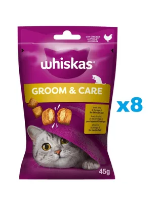 WHISKAS Healthy Shine 8x45 g recompense cu pui pentru pisica