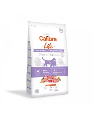 CALIBRA Dog Life Junior Small&amp;Medium Breed Lamb Hrana uscata pentru caitei junior de talie mica si medie, cu miel 12 kg