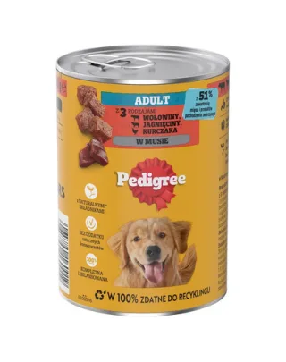 PEDIGREE Adult cu vită, miel și pui hrană umedă pentru câini adulți 400 g