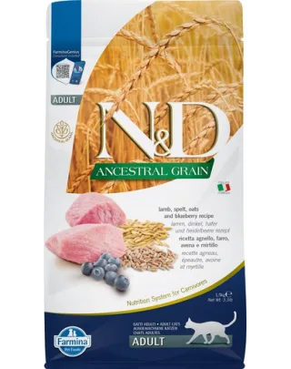 FARMINA N&amp;D Low Grain Adult Cat cu miel și afine 1.5 kg