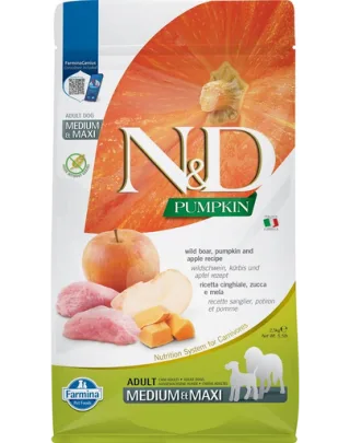 FARMINA N&amp;D Pumpkin Adult Medium&amp;Maxi Hrana uscata caini, cu mistet si mar 2.5 kg