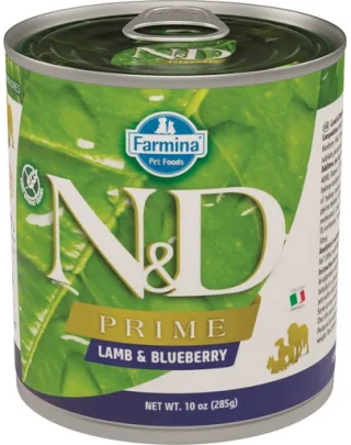 FARMINA N&amp;D Prime - Hrană umedă pentru câini cu miel &amp; afine 285 g