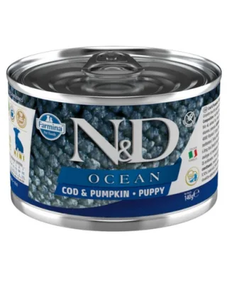 FARMINA N&amp;D Oceean Dog Puppy Codfish, pumpkin 140 g Hrana umeda catel, cu cod si dovleac