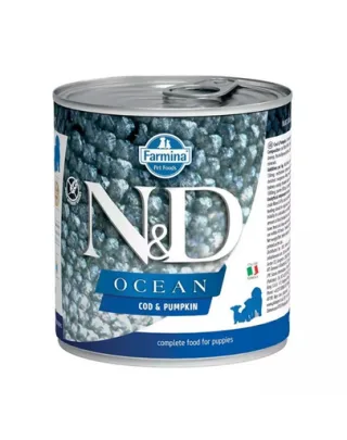FARMINA N&amp;D Oceean Dog Puppy Codfish, pumpkin 285 g  hrana umeda cu cod si dovleac pentru catei
