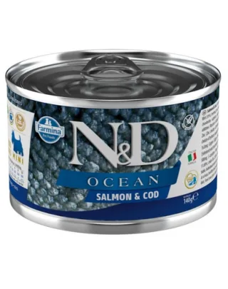 FARMINA N&amp;D Ocean Dog Salmon, codfish 140 g Conserva pentru caine, cu somon si cod