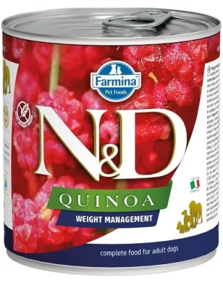 FARMINA N&amp;D Quinoa Dog Weight Management 285 g Conserva hrana caine, pentru controlul greutatii