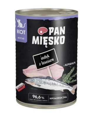 PAN MIĘSKO hrană umedă completă pentru pisici bucăți fragede de curcan și somon 400 g