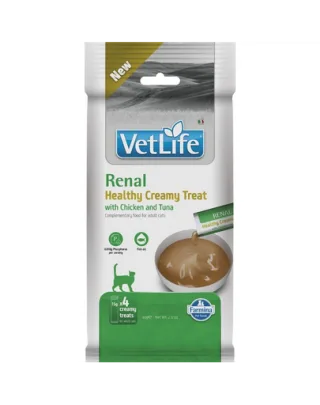 Snack cremos pisici adulte cu dietă renală FARMINA Vet Life Renal 4x15 g cu pui și ton