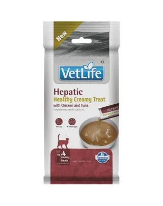Snack cremos pisici adulte cu dietă hepatică FARMINA Vet Life Hepatic 4x15 g cu pui și ton