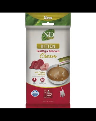 Gustare cremoasă pentru pisoi Farmina N&amp;D Prime 4x15 g cu pui și ton