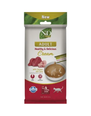 Recompensă cremoasă pisici adulte 4x15 g FARMINA N&amp;D Prime cu pui și ton