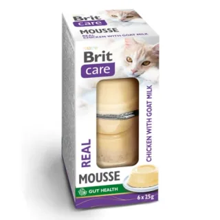 Hrana umeda pentru pisici Brit Care Mousse Real Chicken  Goat Milk 6 x 25 gr
