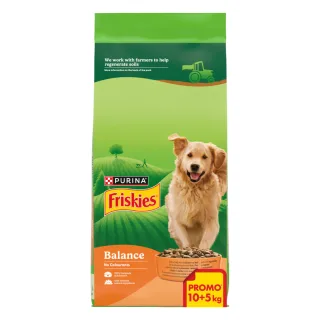 FRISKIES Balance, XS-XL, Pui și Legume, hrană uscată câini, 10kg+5kg GRATUIT