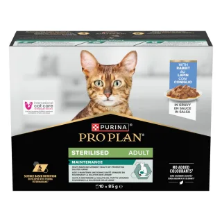 PURINA Pro Plan Sterilised Maintenance, Iepure, plic hrană umedă pisici sterilizate, (în sos), bax, 85g x 10buc