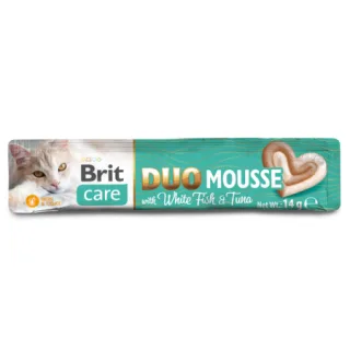 Recompense pentru pisici Brit Care Creamy Duo Mousse White Fish  Tuna 4 buc x 14 gr
