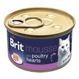Conserva pentru pisici Brit Premium Mousse Poultry Hearts 85 gr