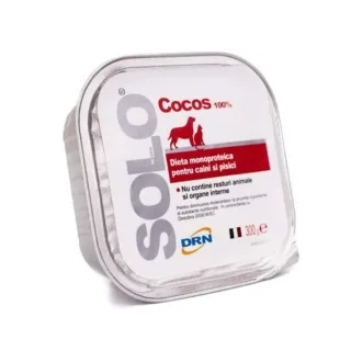 Hrana dietetica monoproteica pentru caini  pisici Solo cu cocos 300 gr
