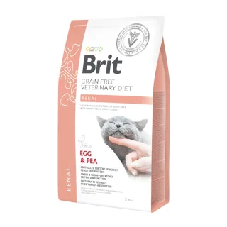 BRIT VD Renal, Ou, dietă veterinară, hrană uscată fără cereale pisici, sistem renal, 2kg