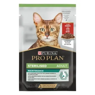 PURINA Pro Plan Sterilised Maintenance , Vită, plic hrană umedă pisici sterilizate, (în sos), 85g