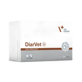 VET EXPERT DiarVet Small Breed & Cats, supliment sistem digestiv câini, capsule VET EXPERT DiarVet Small Breed & Cats, XS-S, supliment sistem digestiv câini și pisici, cutie, 30 capsule