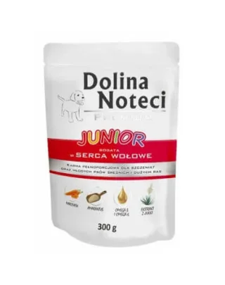 DOLINA NOTECI Premium Junior hrană căței 300g bogat în inimi de vită