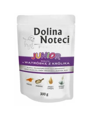 DOLINA NOTECI Premium Junior Hrană câini 300g bogată în ficat de iepure