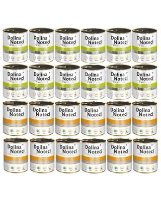 DOLINA NOTECI Mix conserve câini Premium 24x800g rață și dovleac cu gâscă și cartofi
