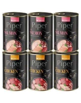 PIPER Animals Mix arome hrană pisici 6x400 g somon și pui