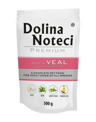 DOLINA NOTECI Premium plicuri hrană câini 10x500 g vițel și mazăre verde