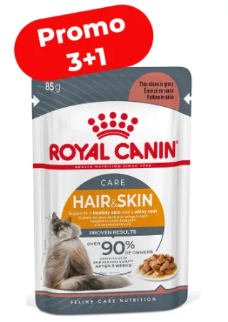 Royal Canin Felin Plic Hair &amp; Skin Gravy 85 g Promo 3+1