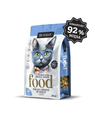 DR MALOU Hrană uscată liofilizată rață cu miel pentru pisici 2x500 g
