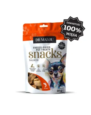 DR MALOU recompense pentru câini, cuburi din carne de somon100% liofilizate 2x50 g