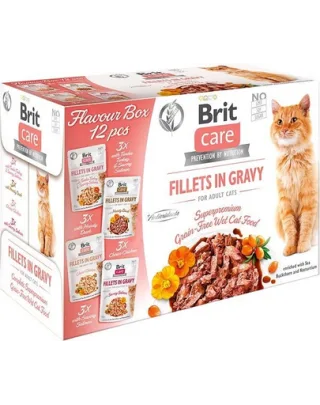 BRIT Care Cat Fillets in Gravy 24 x 85 g pachet mixt hrană umedă pisici, fileuri în sos