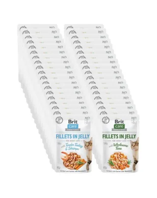 BRIT Care Cat Fillets in Jelly Mix 48x85 g hrană umedă pisici, curcan cu creveți și ton