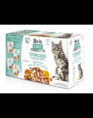BRIT Care Cat Sterilized Fillets in Gravy Box 24x85 g pachet mixt hrană umedă pisici sterilizate, fileuri în sos