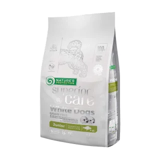 Nature's Protection Superior Care White Dogs, peste alb, hrana uscata fara cereale pentru caini juniori de talie mica, 10 kg