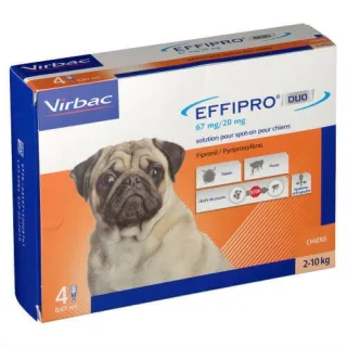 Antiparazitar extern caini EffiPro Duo S (2-10 kg), 4 pipete, EXPIRA 30.10.2026