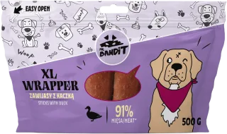 Recompense pentru caini Mr. Bandit WRAPPER XL, 13 cm, rata, 500g
