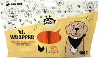 Recompense pentru caini Mr. Bandit WRAPPER XL, 13CM, pui, 500g