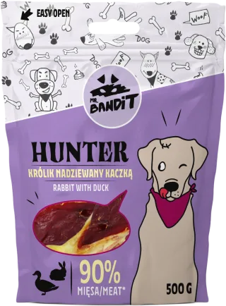 Recompense pentru caini Mr. Bandit HUNTER, iepure si rata, 500g
