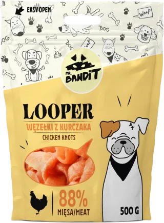 Recompense pentru caini Mr. Bandit LOOPER, pui, 500g