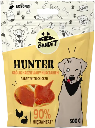 Recompense pentru caini Mr. Bandit HUNTER, iepure si pui, 500g
