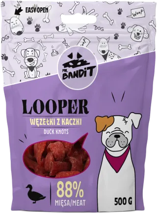 Recompense pentru caini Mr. Bandit LOOPER, rata, 500g