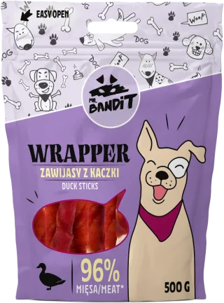 Recompense pentru caini Mr. Bandit WRAPPER XXXL, rata, 500g