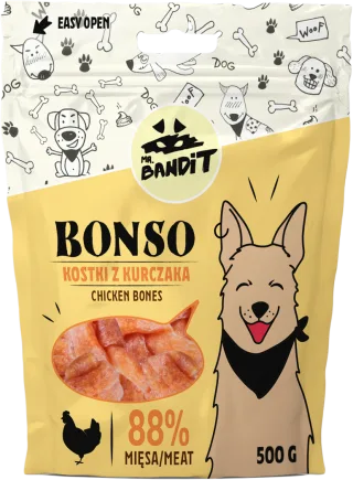 Recompense pentru caini Mr. Bandit BONSO, oase de pui, 500g