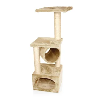 Ansamblu De Joaca Pentru Pisici Casuta cu Stalp Bej 35x35x109 cm