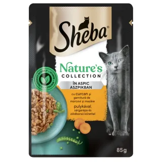 SHEBA Nature's Collection, Curcan și Legume, plic hrană umedă fără cereale pisici, (în aspic) SHEBA Nature's Collection, Curcan și Legume, plic hrană umedă fără cereale pisici, (în sos), bax, 85g x 28buc
