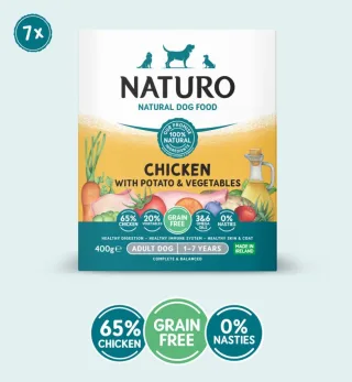 Caserola Naturo Adult Grain Free cu Carne de Pui, Cartofi si Legume 400g