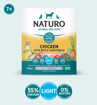 Caserola Naturo Adult Light cu Carne de Pui, Orez si Legume 400g