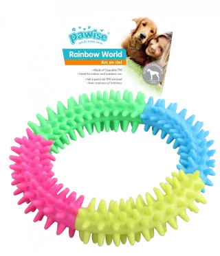 Pawise Rainbow M jucărie pentru câini: termoplastic, textură cu tepi